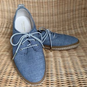 Cole Haan Grand Series Blue Chambray Sneakers with Jute Detail - Like New 9.5